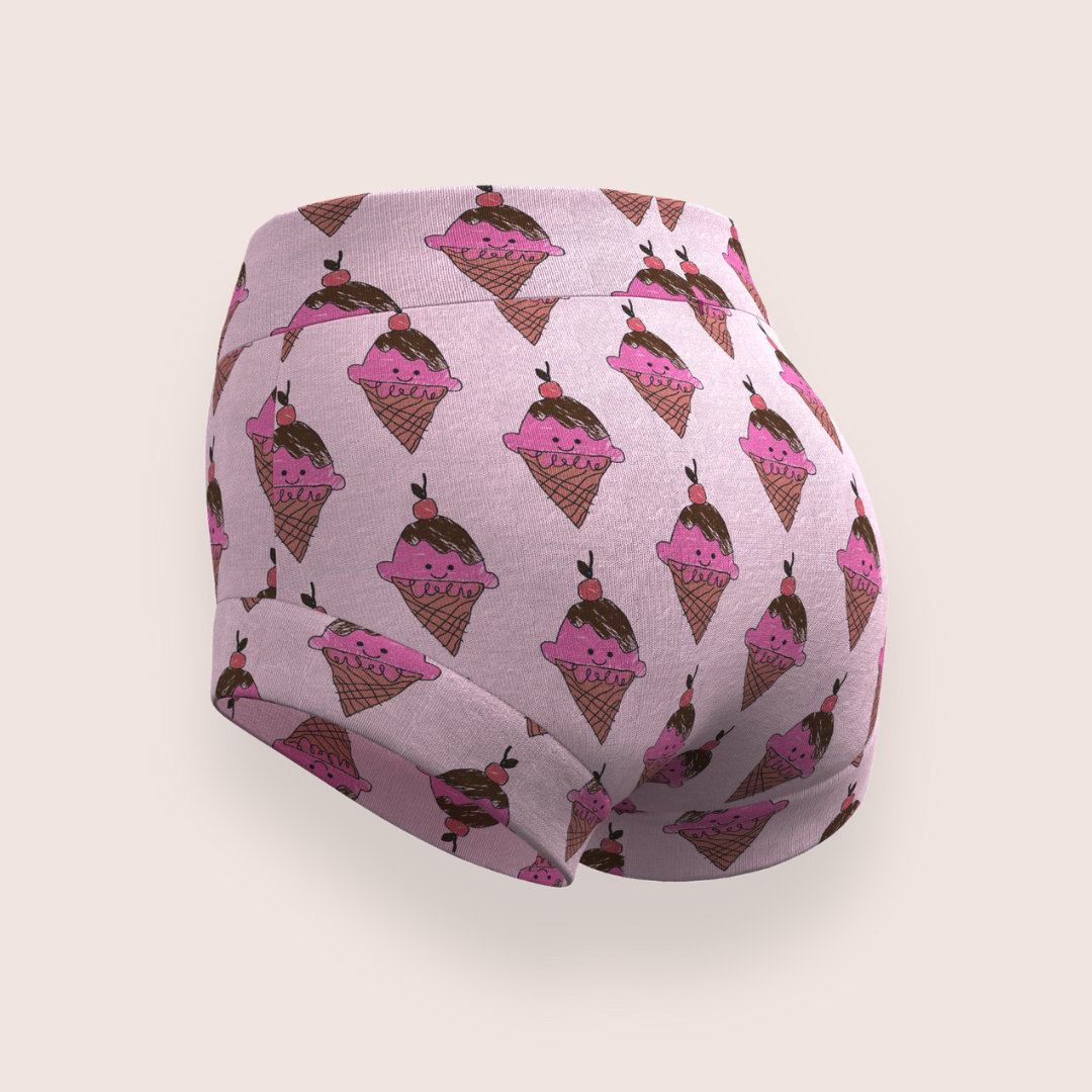 Pink ice cream cone patterned underwear on light pink base