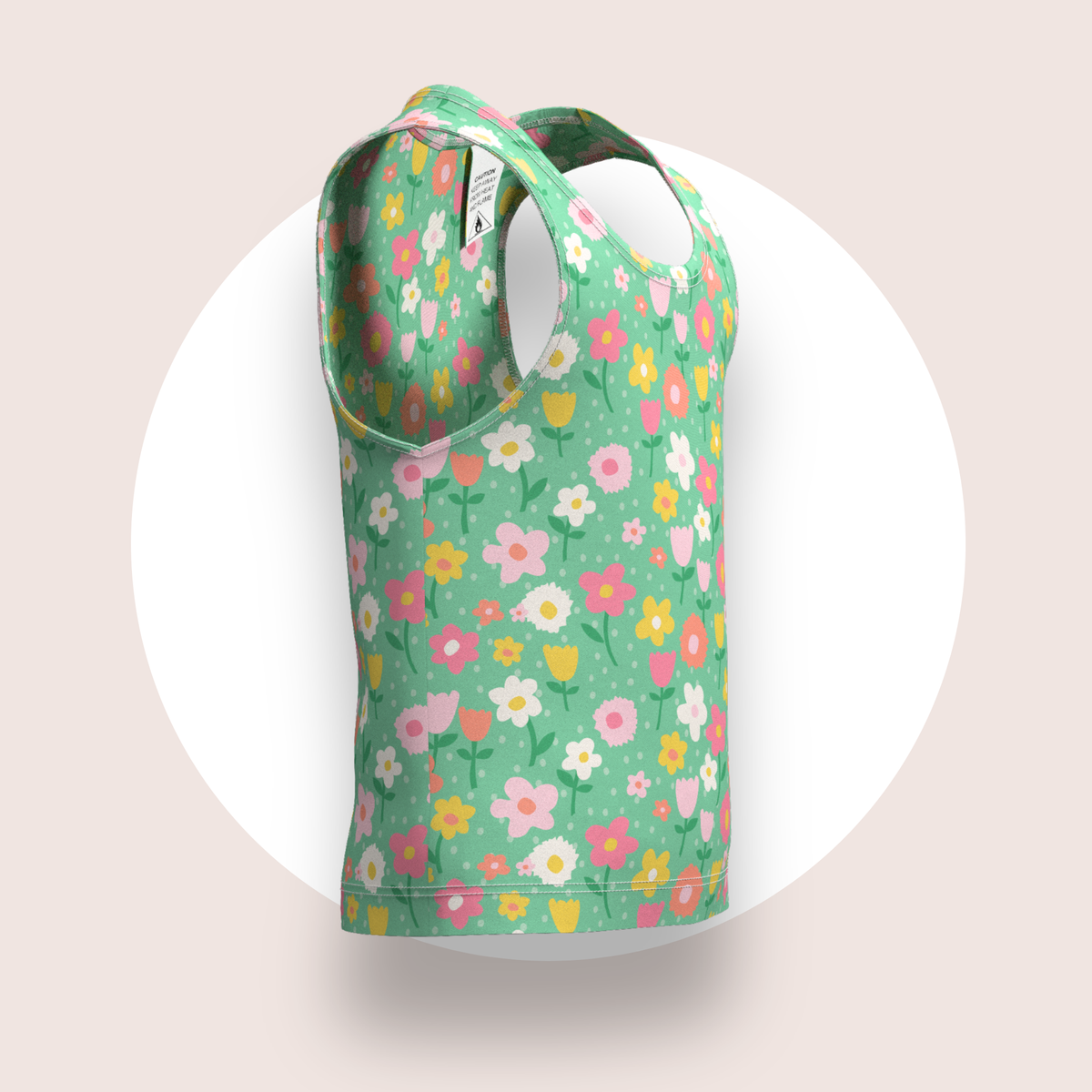 Lulu Funk Kids Singlet in Meadow print (pastel flowers on green), view 3 of 7