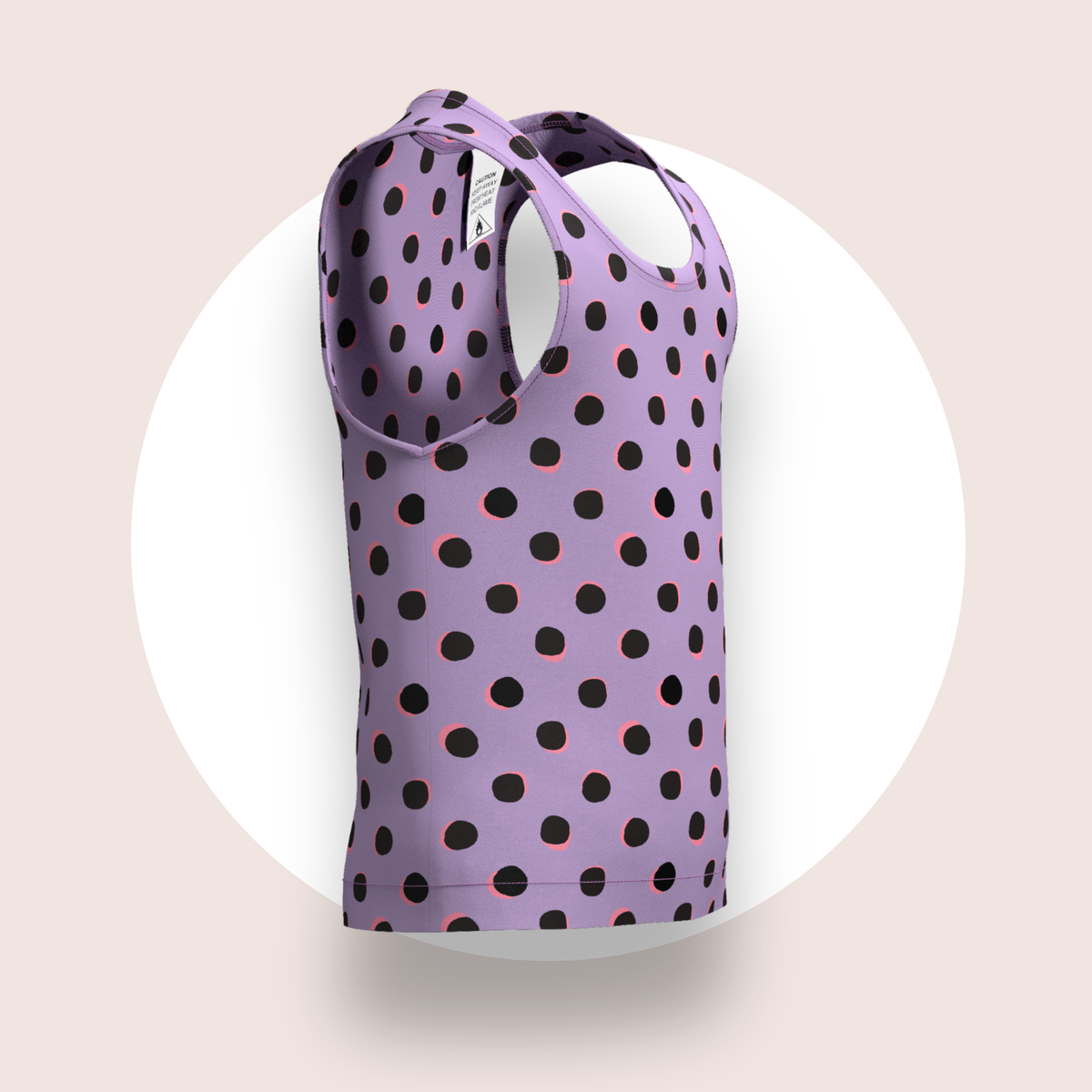 Lulu Funk Kids Singlet in Neon Spot print (black spots on lilac), view 3 of 7
