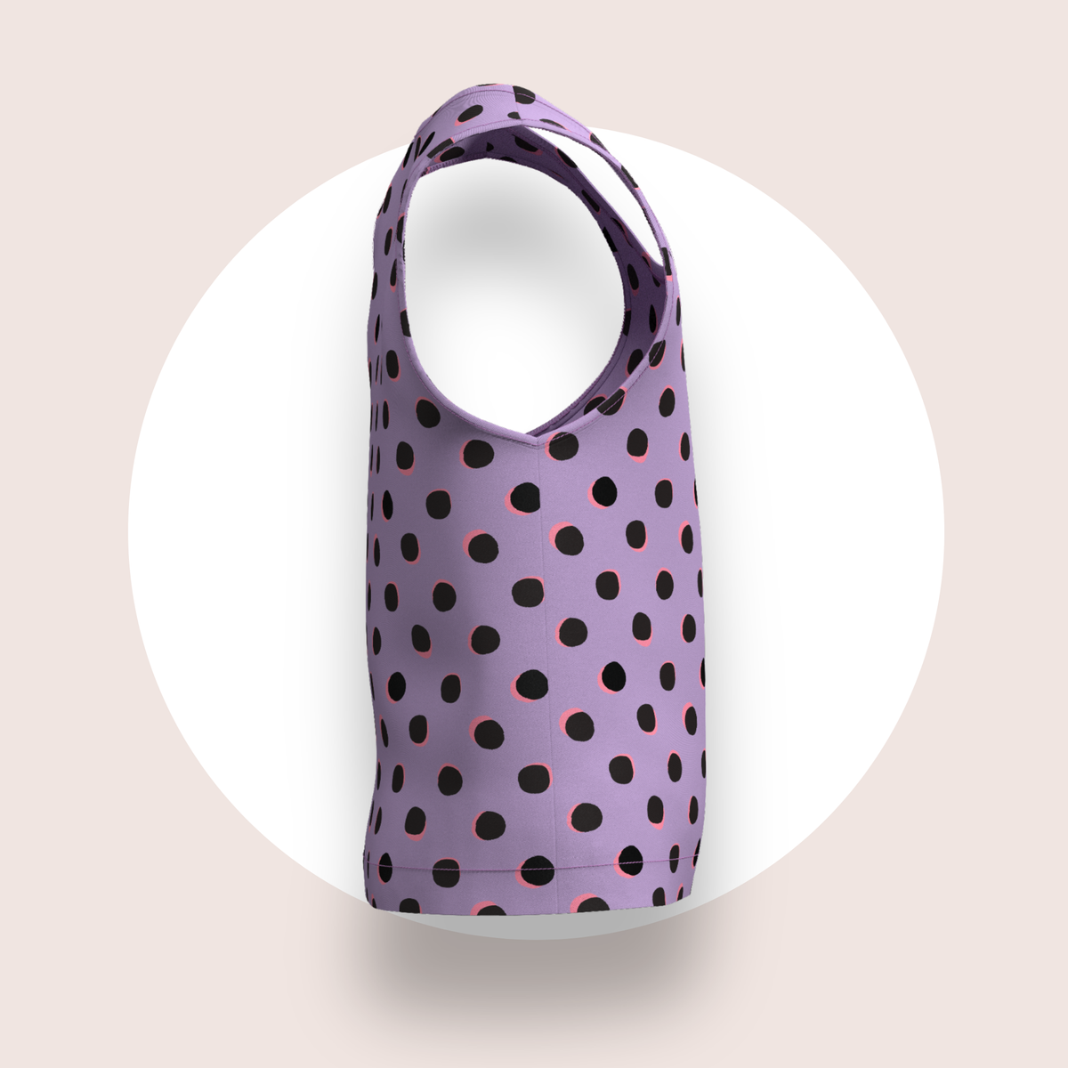 Lulu Funk Kids Singlet in Neon Spot print (black spots on lilac), view 4 of 7