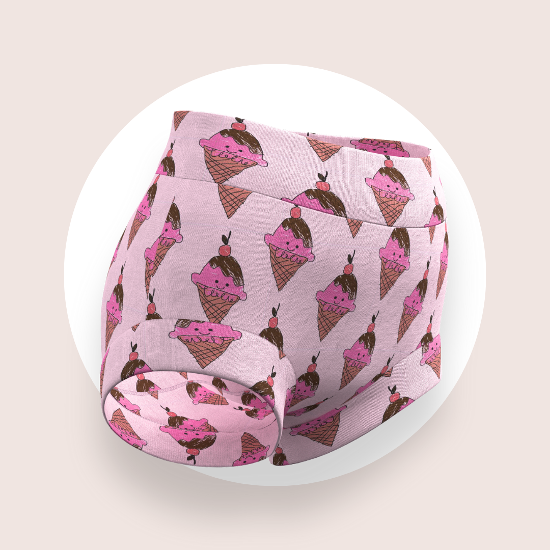 Pink ice cream cone patterned underwear on light pink base