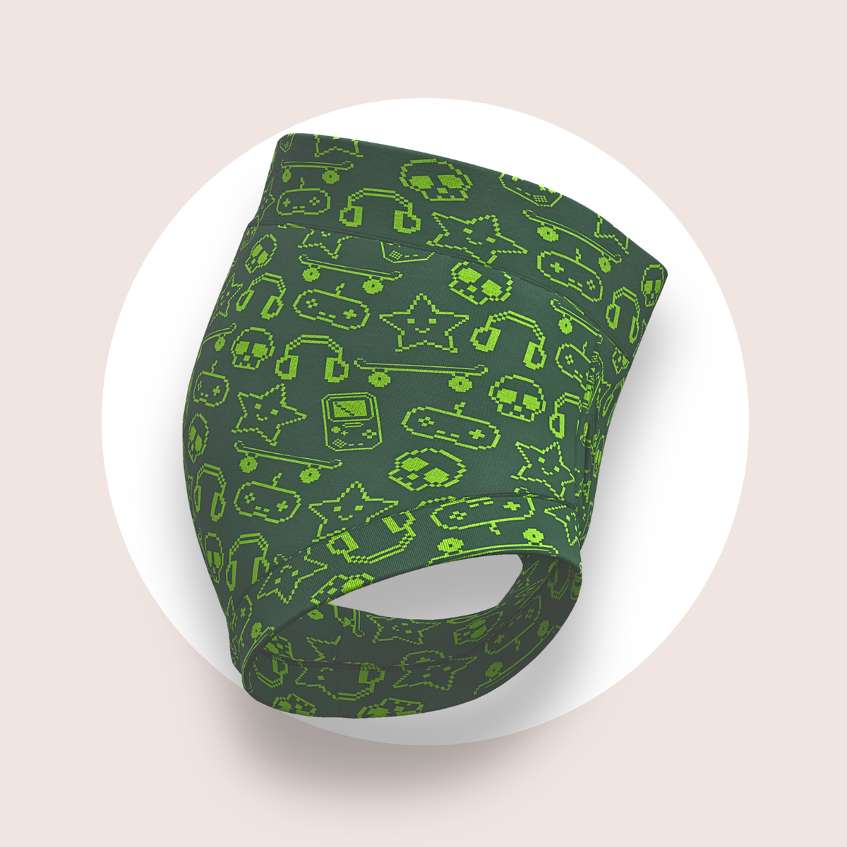 Lulu Funk Faux-Front Brief in Pixel print (lime gaming icons on dark green), view 4 of 7