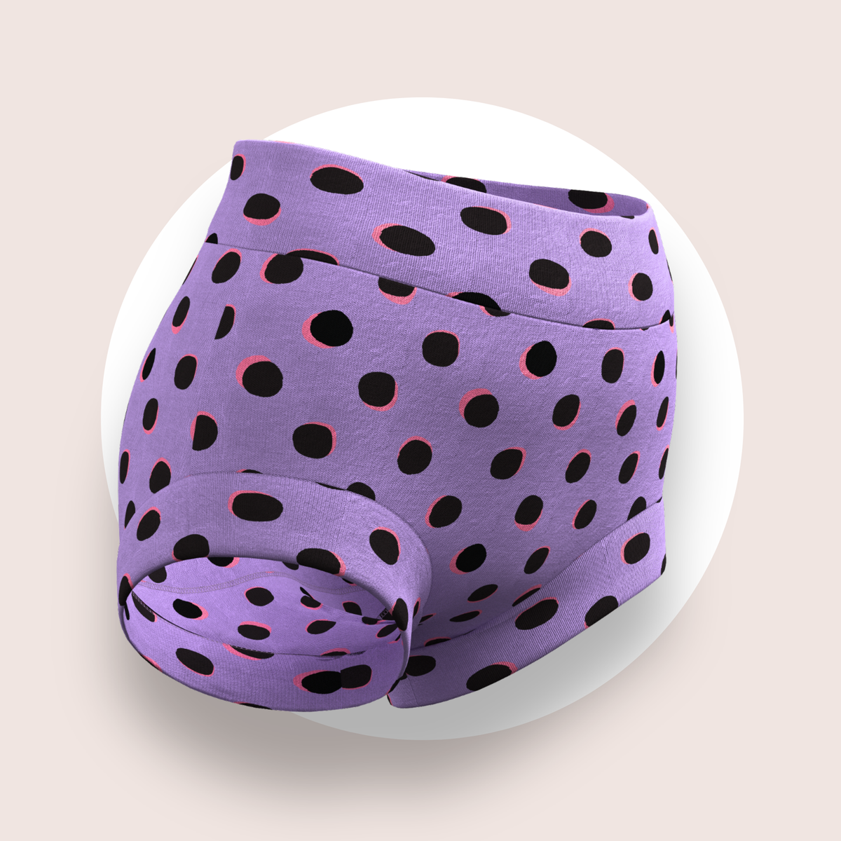 Lulu Funk Kids Brief in Neon Spot print (black spots on lilac), view 1 of 4