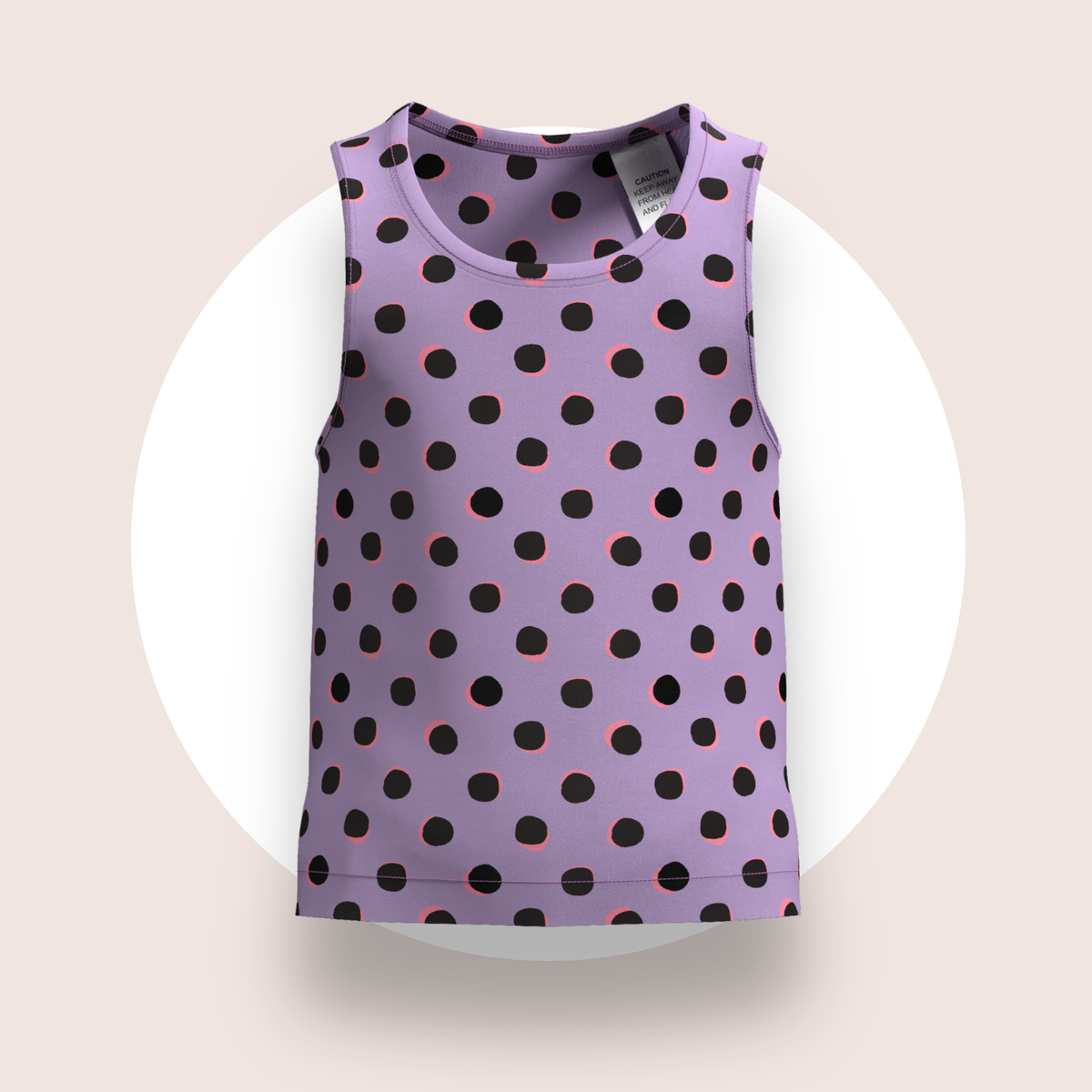 Lulu Funk Kids Singlet in Neon Spot print (black spots on lilac), view 1 of 7