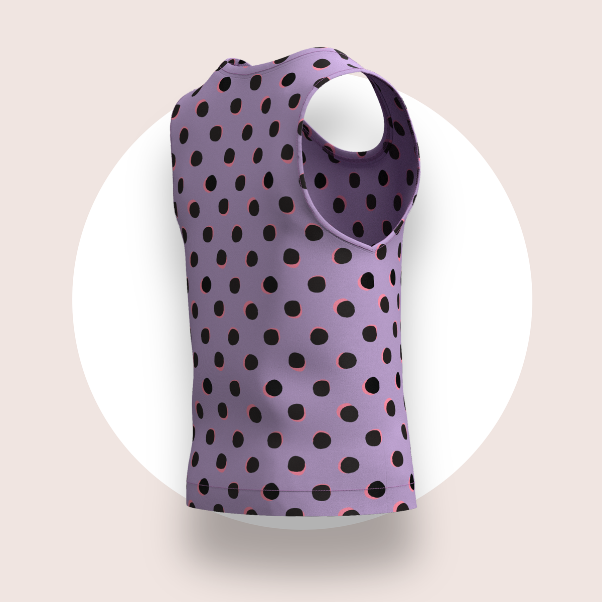 Lulu Funk Kids Singlet in Neon Spot print (black spots on lilac), view 5 of 7