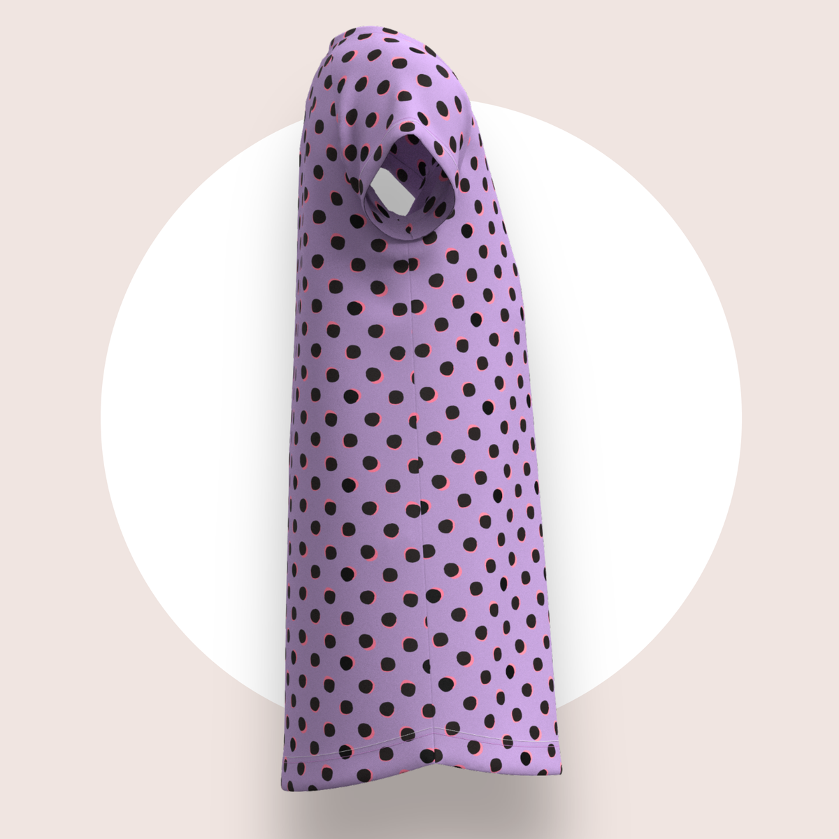 Lulu Funk Kids Nightie in Neon Spot print (black spots on lilac), view 4 of 7