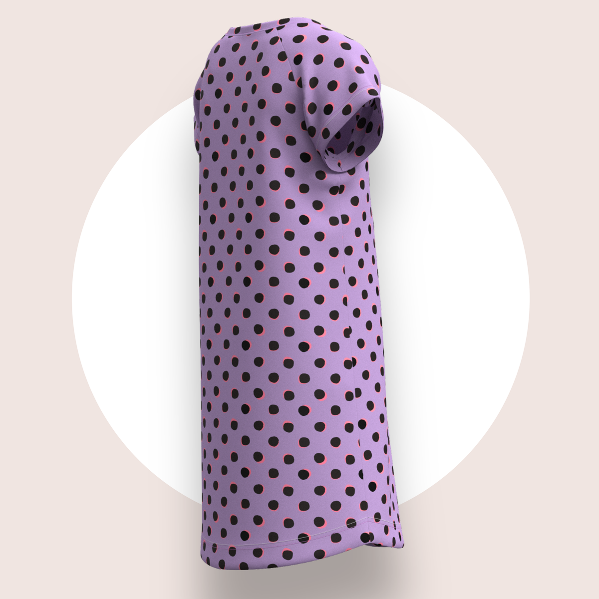 Lulu Funk Kids Nightie in Neon Spot print (black spots on lilac), view 5 of 7