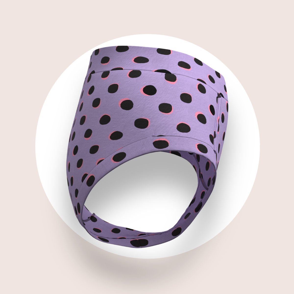 Lulu Funk Womens High Rise Brief in Neon Spot print (black spots on lilac), view 4 of 7