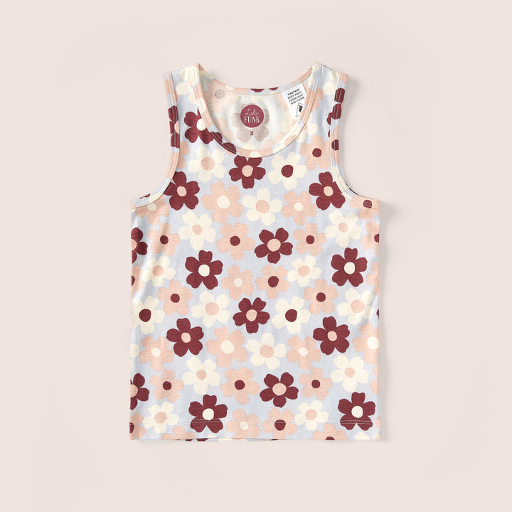 Kids Singlet - Retro Floral Ice