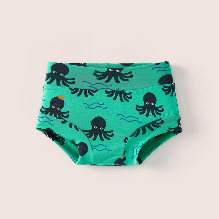 Bamboo &amp; Organic Cotton Kids Underwear Brief - Octopus